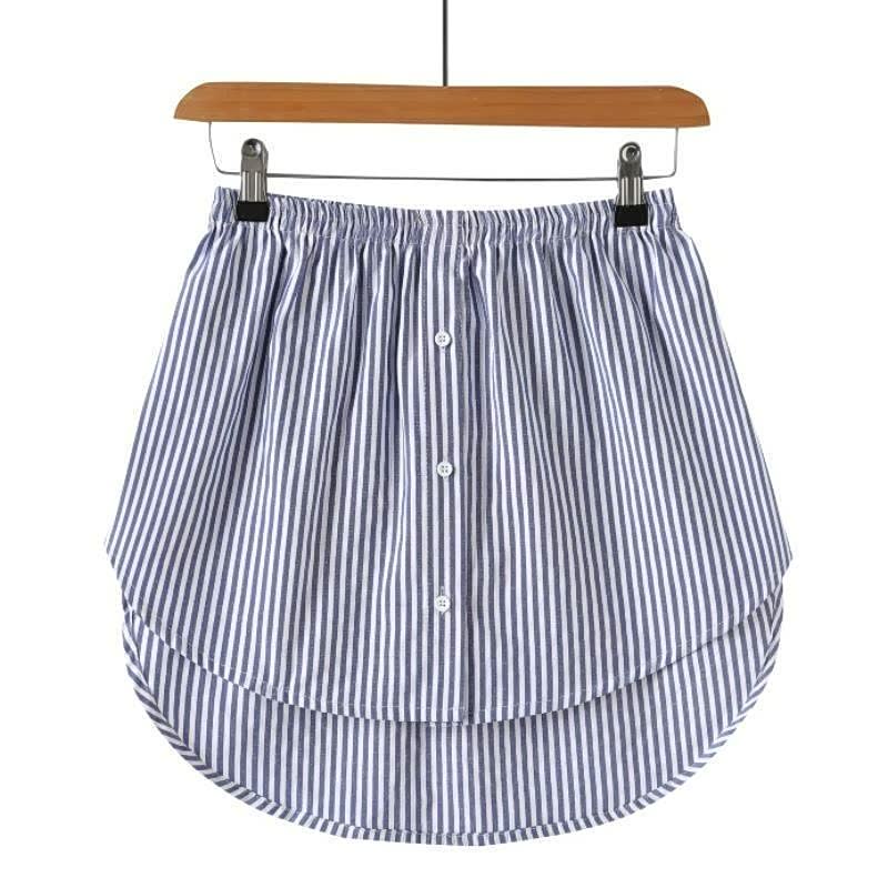 Levoire | Superposition Faux Chemise Blouse Rallonge Mini Jupe Sous-Jupe Bleu Blanc