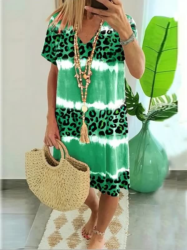 Levoire | Robe Loose À Col En V Pour Femmes Vert