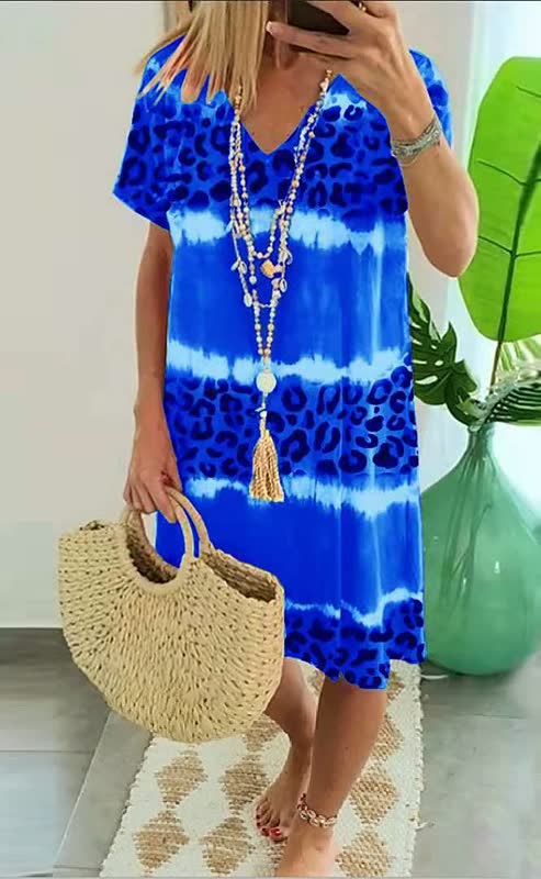 Levoire | Robe Loose À Col En V Pour Femmes Bleu