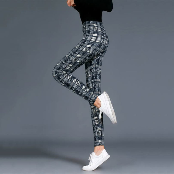 Levoire | Leggings De Fitness Avec Imprimé Écossais Amincissant Push-Up Pantalon Taille Élastique Gris Flanel Une taille
