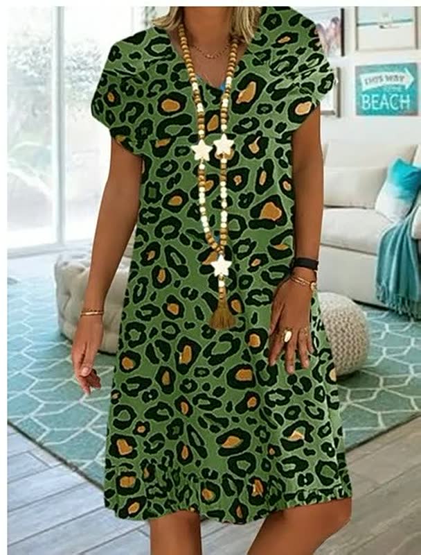 Levoire | Robe Fluide Avec Motif Léopard Vert