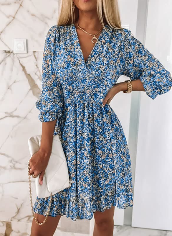 Levoire | Mini Robe À Fleurs Bleu