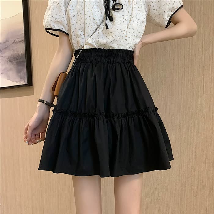 Levoire | Jupe A-Ligne Cintrée Avec Effet Affinant Petite Design Gâteau Automne Puff Noir