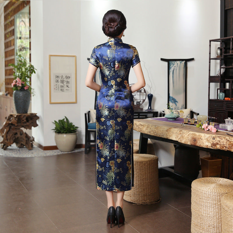 Levoire | Robe Cheongsam En Rayon Vert Classique Chinois