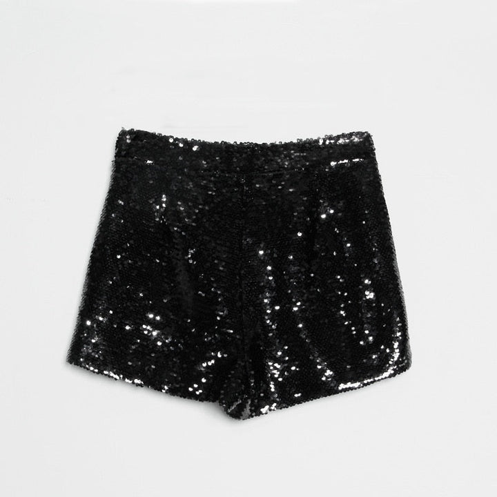 Levoire | Short En Sequins Taille Haute Fermeture Éclair Front Bodycon