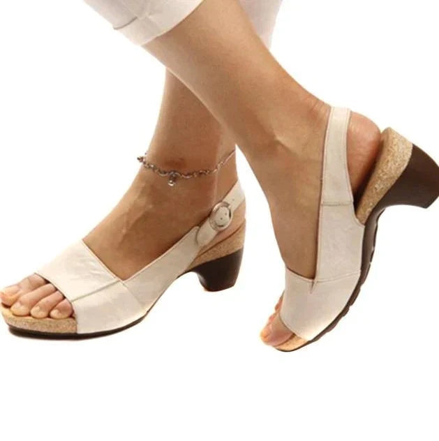 Levoire | Chaussures À Talons À Bride Arrière Confortables Pour Un Usage Quotidien Blanc-beige