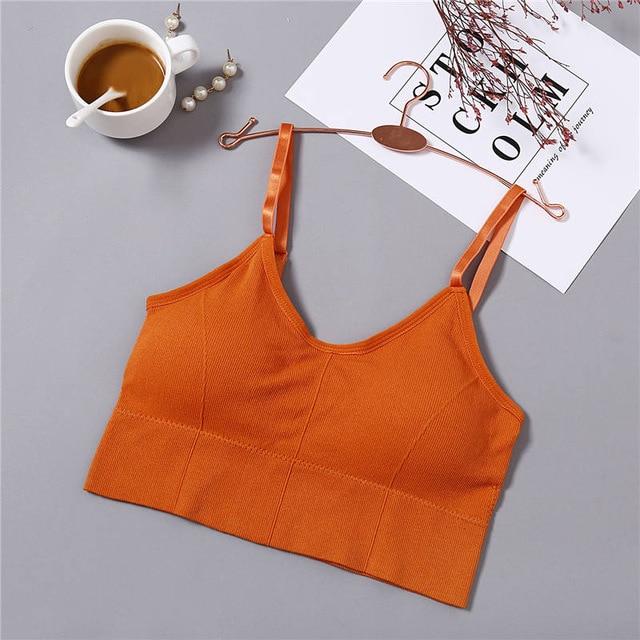 Levoire | Crop Top sans Couture avec Tissu Respirant et Confort Optimal pour Femmes Orange Rond