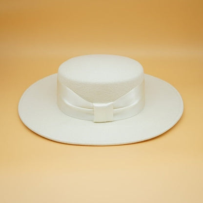 Levoire | Noeud Chapeau En Laine Blanc bord blanc 8,5 cm