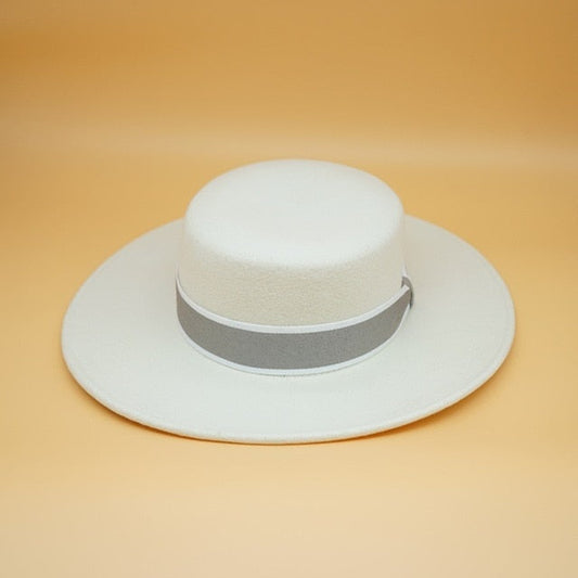 Levoire | Noeud Chapeau En Laine Blanc gris Krempe 8.5cm
