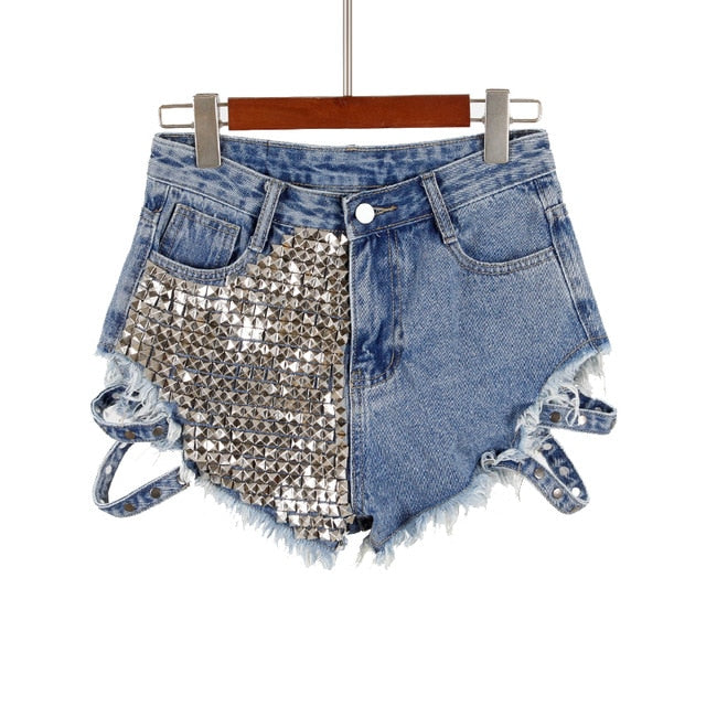 Levoire | Rivet Denim Shorts Aushöhlen Bleu