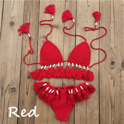 Levoire | Ensemble De Bikini En Crochet Fait Main Pour Un Look De Plage Personnalisé Rot