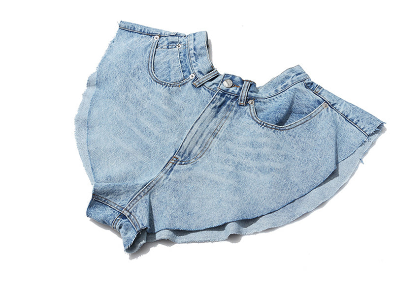 Levoire | Short En Jean Décontracté Jupe Taille Haute