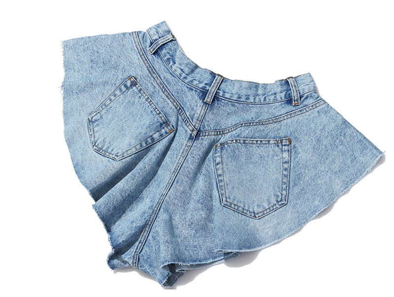 Levoire | Short En Jean Décontracté Jupe Taille Haute