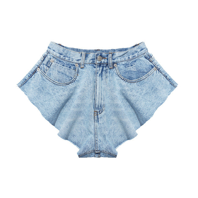Levoire | Short En Jean Décontracté Jupe Taille Haute bleu