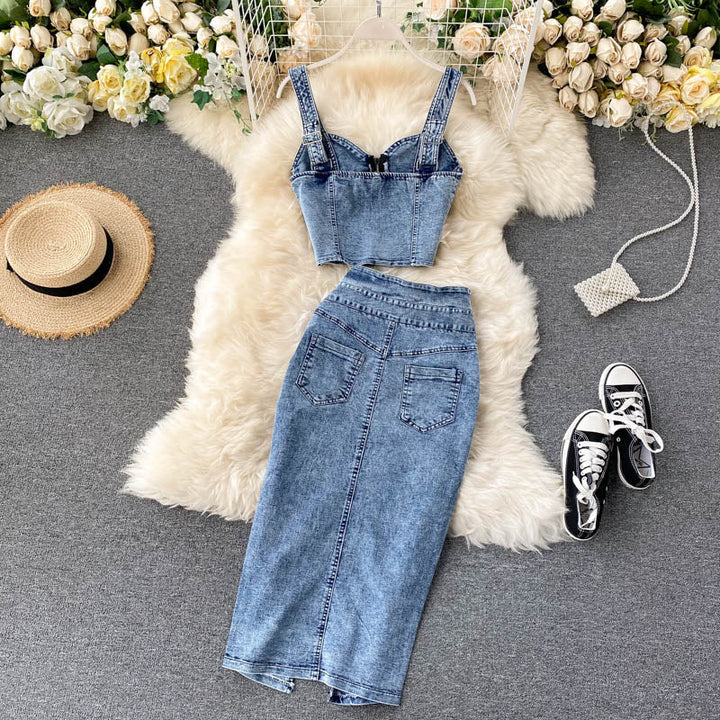 Levoire | Veste En Jean Et Jupes En Set Pour Un Look Décontracté