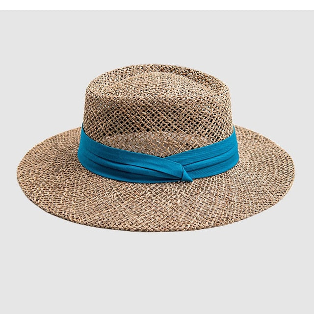 Levoire | Chapeau En Herbe De Mer À Large Bord Bleu
