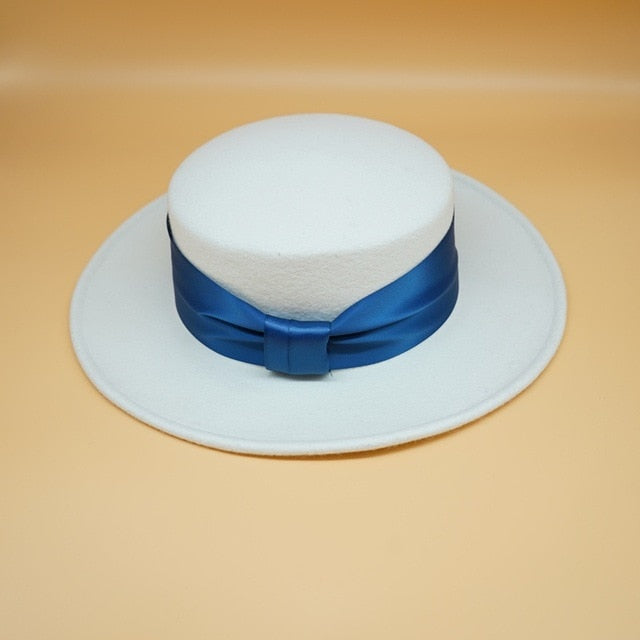 Levoire | Noeud Chapeau En Laine Blanc écran bleu 7cm