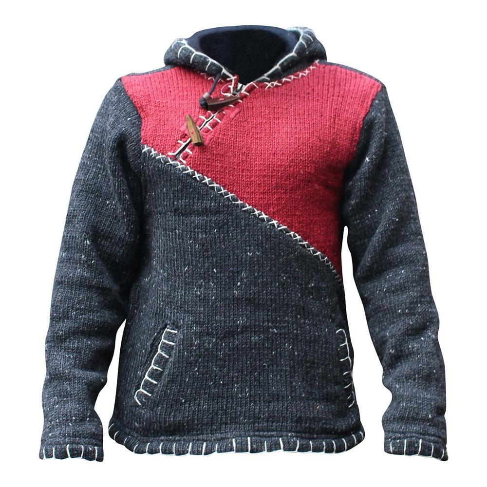 Levoire | Pull à capuche à manches longues en tricot avec poches Rot