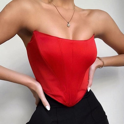Levoire | Mode En Velours Sexy Crop Top À Corset Rot