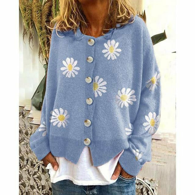 Levoire | Élégante Veste En Tricot Décontractée Bleu