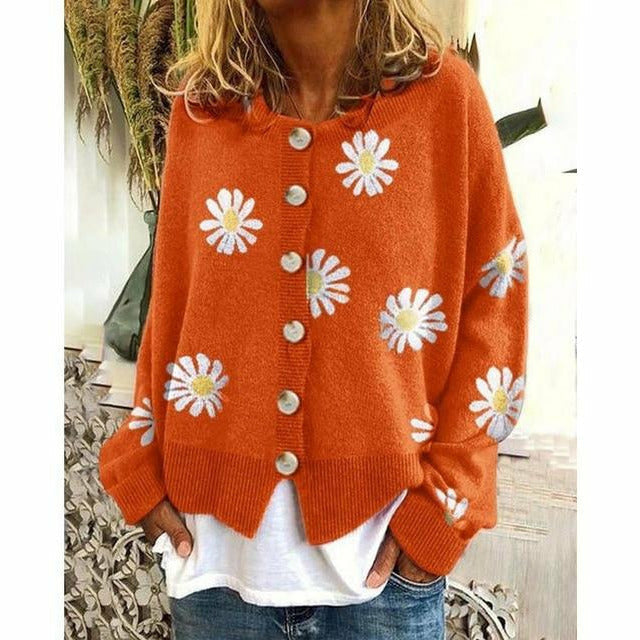 Levoire | Élégante Veste En Tricot Décontractée Orange