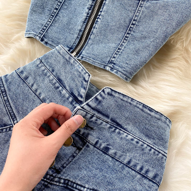 Levoire | Veste En Jean Et Jupes En Set Pour Un Look Décontracté