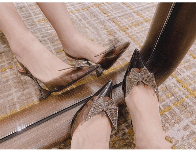 Levoire | Nouvelles Sandales Transparentes À Talons Aiguilles Noir(7cm)