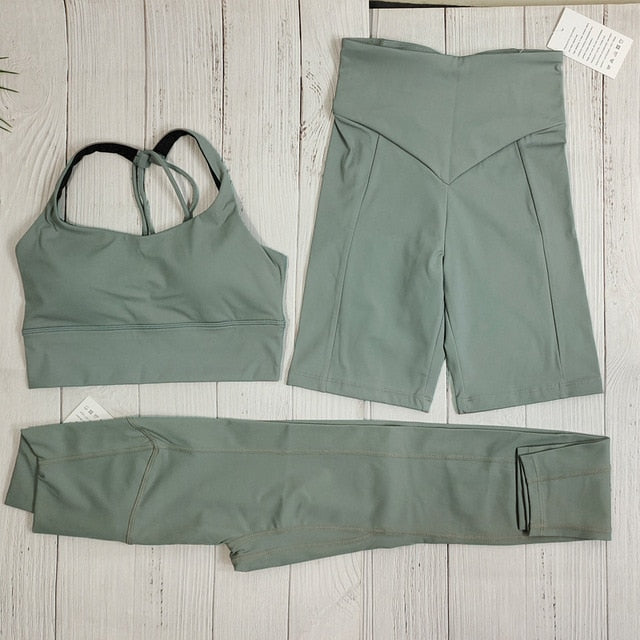 Levoire | Nakedfeel Yoga Set Leggings De Yoga Set 3 pièces ensemble vert