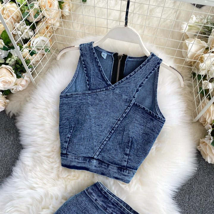 Levoire | Top À Bretelles Jupe En Jean Ensemble