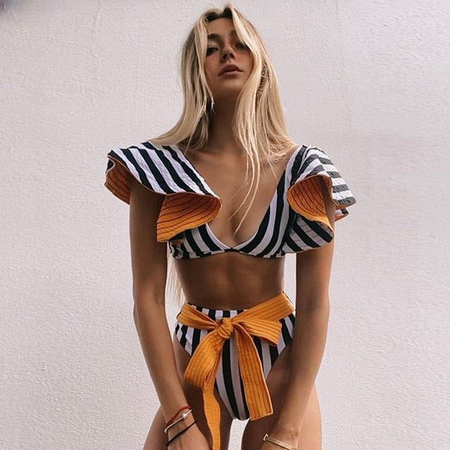 Levoire | Push-Up Soutien-Gorge Rembourré Volants Bandage Ensemble De Bikini MO19879TW