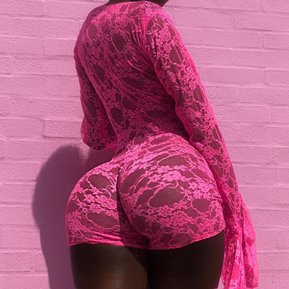 Levoire | Combinaisons De Mode Sexy Rose Décolleté Profond