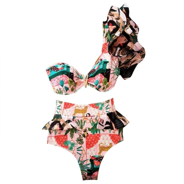 Levoire | Push-Up Soutien-Gorge Rembourré Volants Bandage Ensemble De Bikini MO19878P2