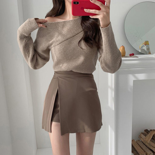 Levoire | Inégale Solide Fente Latérale Extensible khaki