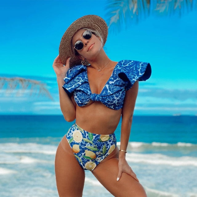 Levoire | Push-Up Soutien-Gorge Rembourré Volants Bandage Ensemble De Bikini MO19879B1
