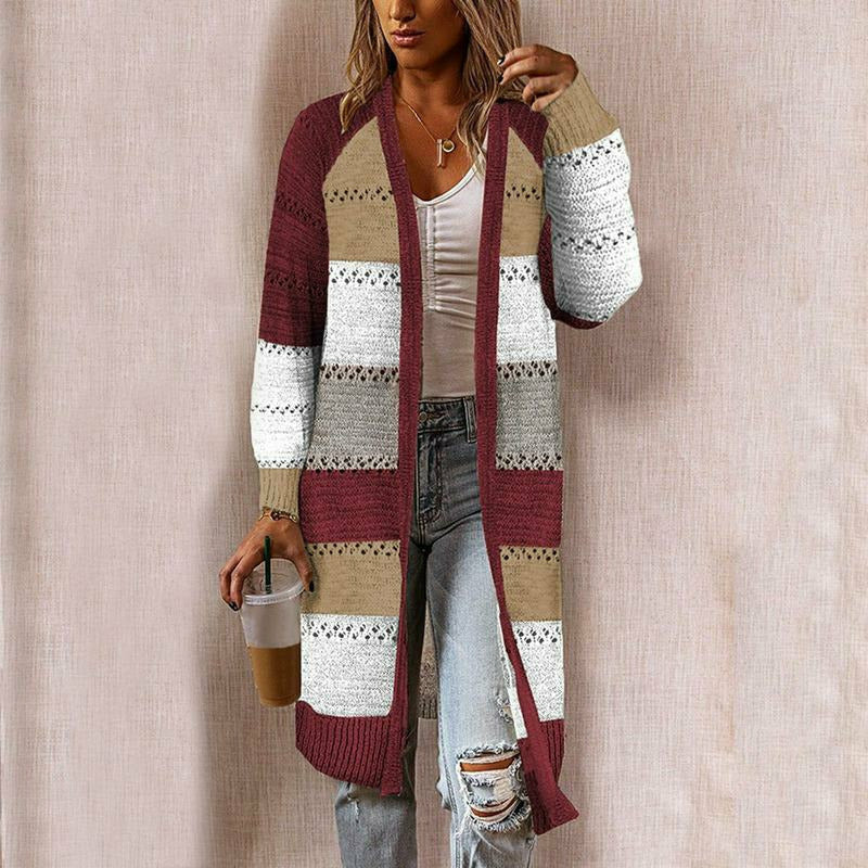Levoire | Long Cardigan Rayé En Maille Pour Femme Pourrir