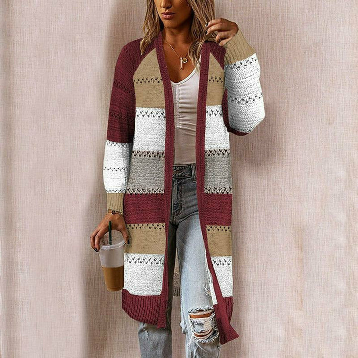 Levoire | Long Cardigan Rayé En Maille Pour Femme Pourrir