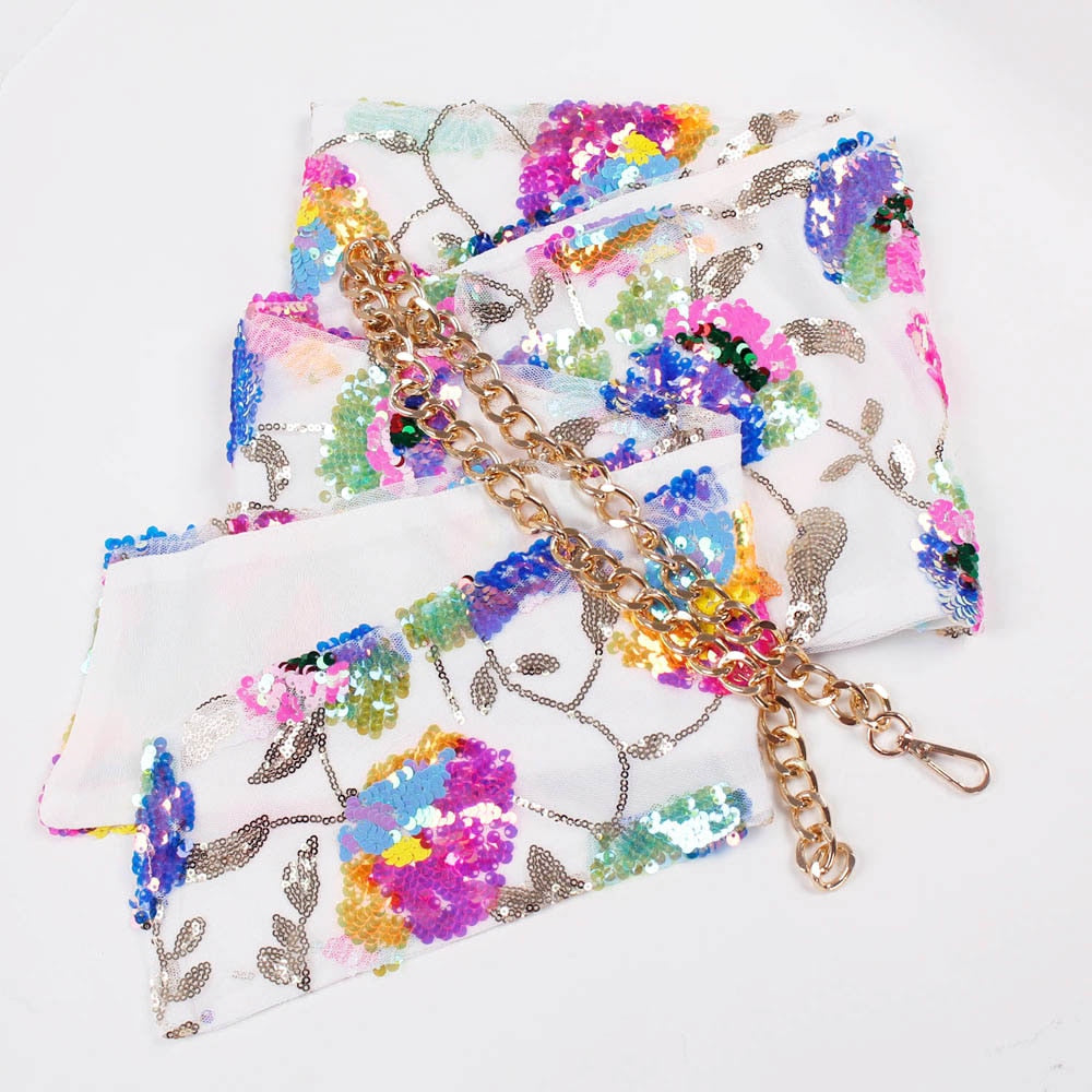 Levoire | Broderie Florale En Paillettes Rose Haut Court D'Été