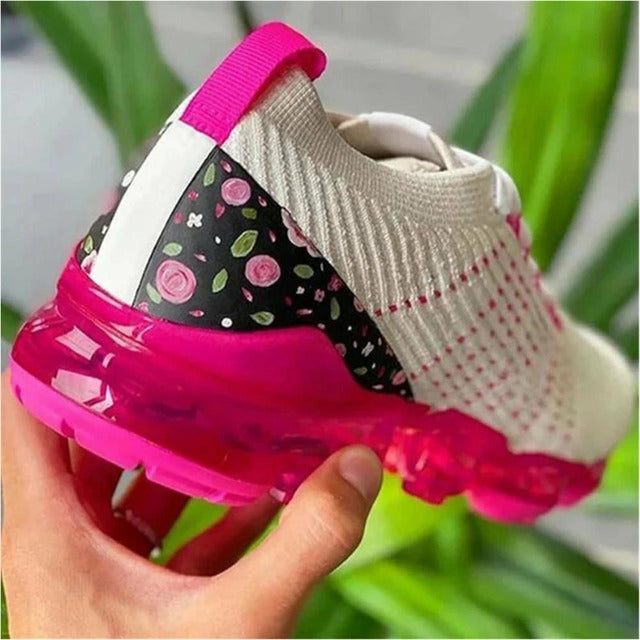 Levoire | Baskets En Maille Accrocheuses Avec Semelle Air Et Talon À Motif Floral Pour Femmes