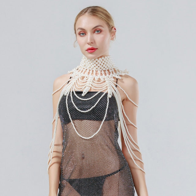 Levoire | Colliers À Col En Perles Chaîne Corporelle Blanc 7