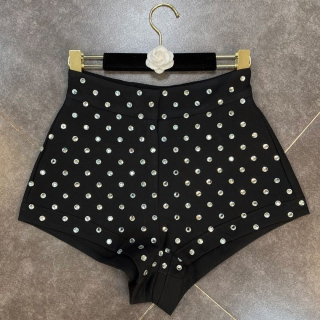 Levoire | Taille Haute Shorts En Diamants Noir