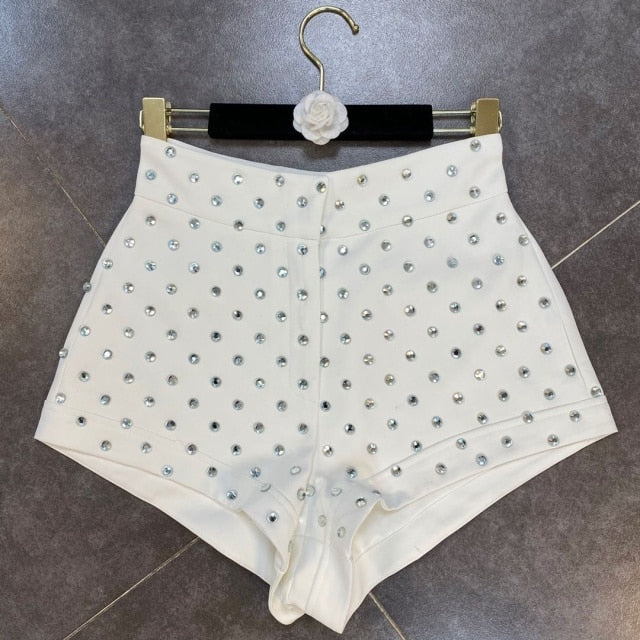 Levoire | Taille Haute Shorts En Diamants Blanc
