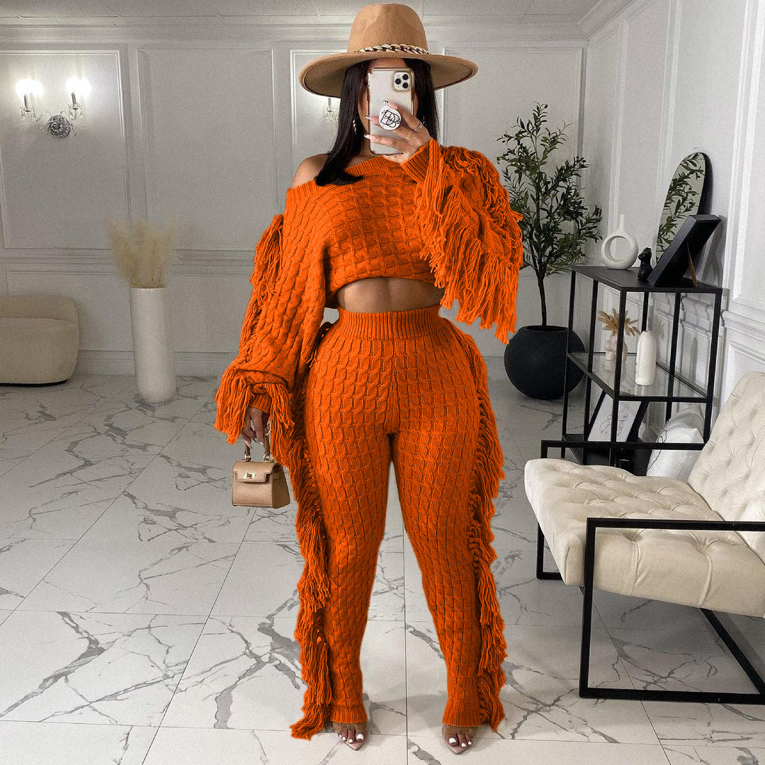Levoire | Pull En Tricot À Pompons Sexy Ensemble Deux Pièces