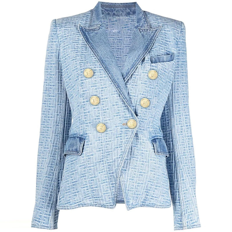 Levoire | Blazer En Denim Jacquard Monogramme Pour Un Look Fashion Exclusif