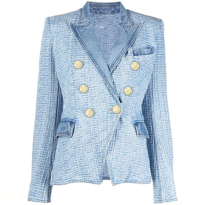 Levoire | Blazer En Denim Jacquard Monogramme Pour Un Look Fashion Exclusif
