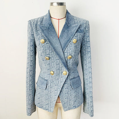 Levoire | Blazer En Denim Jacquard Monogramme Pour Un Look Fashion Exclusif