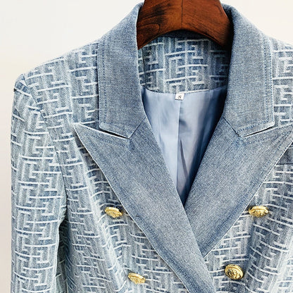 Levoire | Blazer En Denim Jacquard Monogramme Pour Un Look Fashion Exclusif