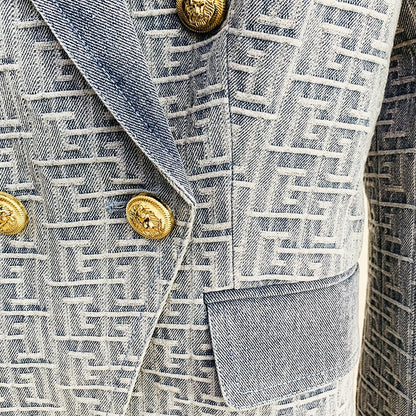 Levoire | Blazer En Denim Jacquard Monogramme Pour Un Look Fashion Exclusif