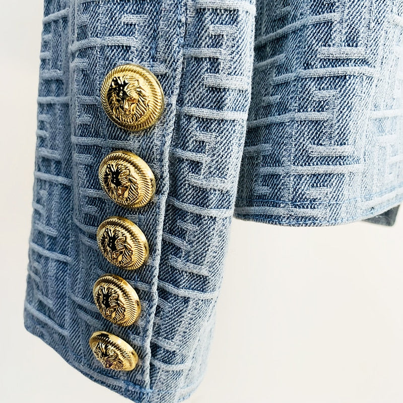 Levoire | Blazer En Denim Jacquard Monogramme Pour Un Look Fashion Exclusif