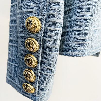 Levoire | Blazer En Denim Jacquard Monogramme Pour Un Look Fashion Exclusif