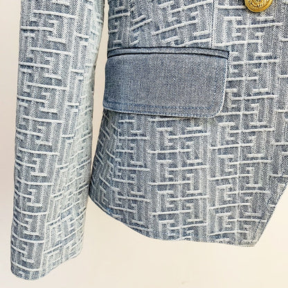 Levoire | Blazer En Denim Jacquard Monogramme Pour Un Look Fashion Exclusif